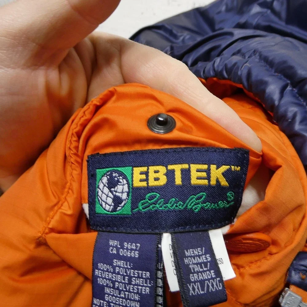 Eddie Bauer EBTEK Vest Mens 2XLT Blue Orange Down Puffer Reversible Ski Outdoor - Picture 5 of 15